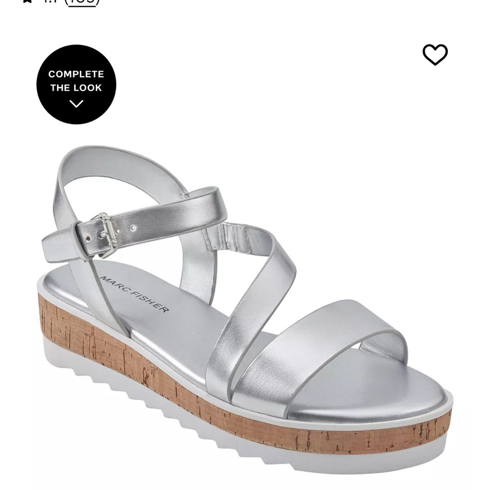 Marc Fisher Metallic Silver Platform Sandals